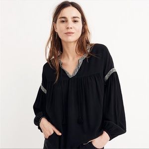 Madewell Black Boho Tassel Top Size Small